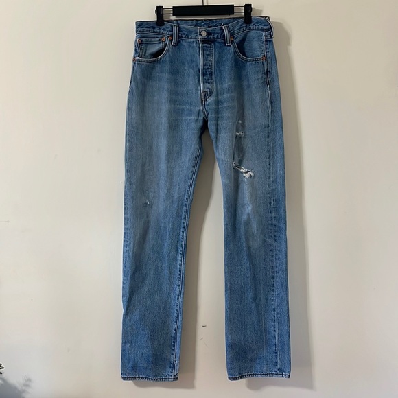 Levi's Other - Levi’s Men’s 501 Light Wash Distressed Straight Leg Jeans Size 34 X 36